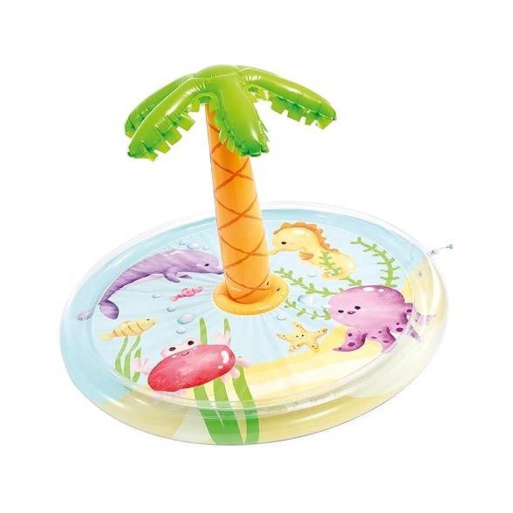 INTEX Palm Tree Inflatable Spray Pool: Vibrant Tropical Colors – Water Sprayer